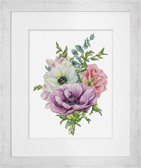 Luca-S Anemones Cross Stitch Kit 15x21 cm Embroidery Set with Pattern
