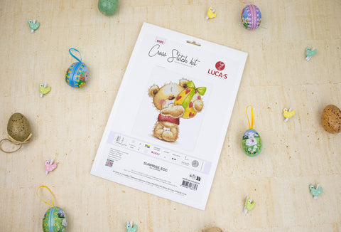 Luca-S Easter Egg Surprise Cross Stitch Kit 16x18cm Aida Fabric Threads Needle