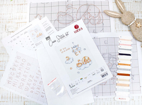Luca-S Sleeping Cross Stitch Kit, Complete Embroidery Set with Fabric Threads Needle Chart