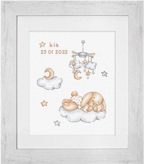 Luca-S Sleeping Cross Stitch Kit, Complete Embroidery Set with Fabric Threads Needle Chart