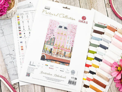 Luca-S Amsterdam Counted Cross Stitch Kit 17.5x26cm Zweigart Aida 16, 28 Colors