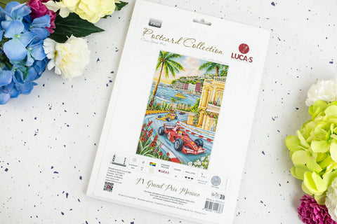 F1 Monaco Grand Prix Cross Stitch Kit, Luca-S, 17.5 x 26 cm, Zweigart Aida 16 Count, 53-Color Cotton Threads