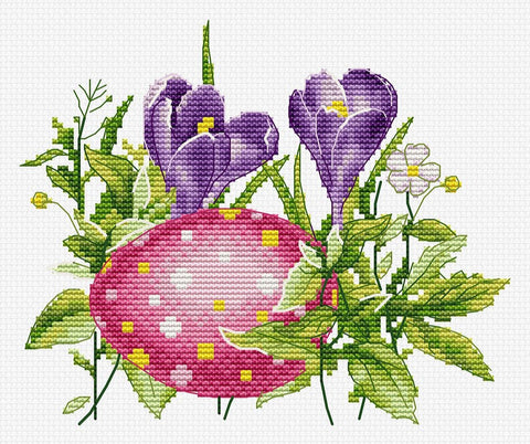 Luca-S Easter Egg Cross Stitch Kit 17x14cm Aida Fabric Cotton Threads Needle