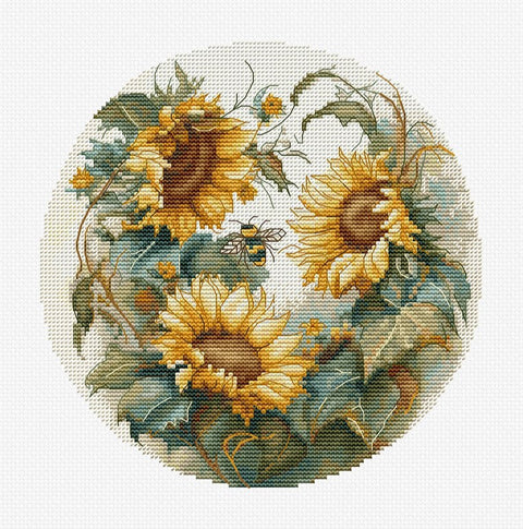 Luca-S Sunflower Counted Cross Stitch Kit with Embroidery Hoop, Aida Fabric, Cotton Threads, Needle, Chart and Instructions
