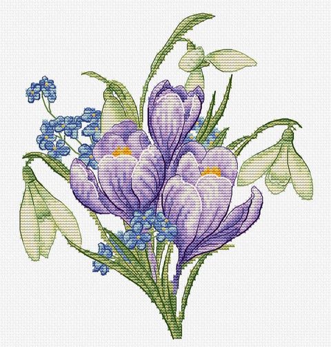 Luca-S Spring Flowers Cross Stitch Kit 17x19cm Embroidery Craft Set