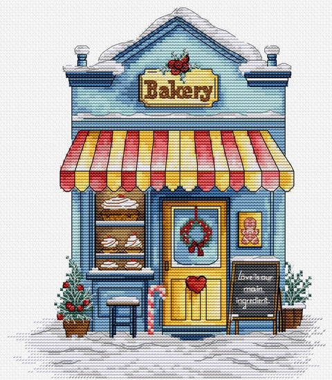 Luca-S Bakery Cross Stitch Kit 17x20cm Aida Canvas, Threads, Needle, Chart