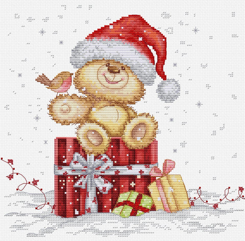 Luca-S Holiday Gifts Cross Stitch Kit 17x20cm Fabric Threads Needle Chart