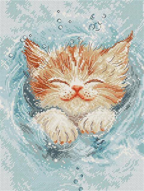 Cross Stitch Embroidery Kit, Splashing Playtime Design, 18x24 cm, Letistitch, Beginner & Advanced Craft Project