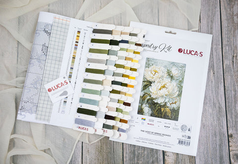 Luca-S Petit Point Embroidery Kit Spring Peonies 18x25cm Needlepoint Set