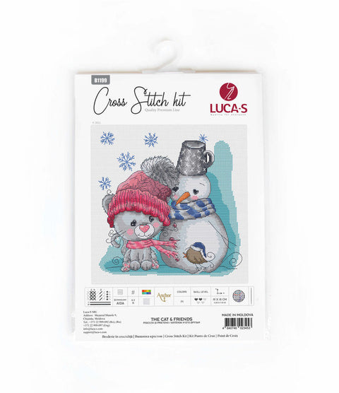 Luca-S Counted Cross Stitch Kit Cat and Friends Pattern, Threads, Fabric, Needle