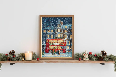 Christmas London Cross Stitch Kit, Cityscape Design, 19 x 27 cm, Letistitch, Zweigart Aida 16 ct, 50 Cotton Thread Colors