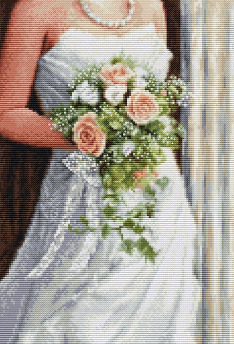 Luca-S Bride Counted Cross Stitch Kit 19x28cm on Aida Canvas, Threads & Needle