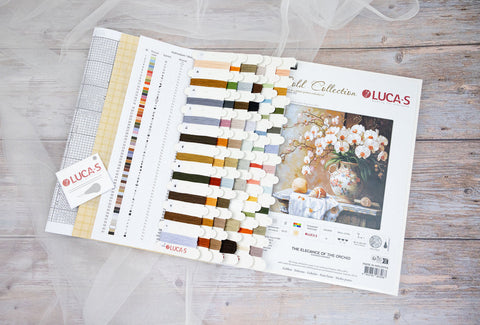 Luca-S Orchid Petit Point Embroidery Kit 20x20cm Needlepoint Canvas Set