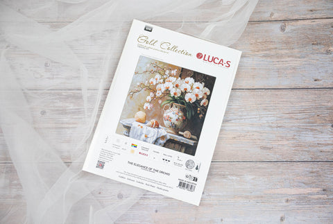 Luca-S Orchid Petit Point Embroidery Kit 20x20cm Needlepoint Canvas Set