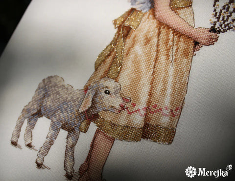 Merejka Cross Stitch Kit, Spring Greeting Pattern, 20 x 27 cm, Cotton Threads, Canvas, Needle, Instructions