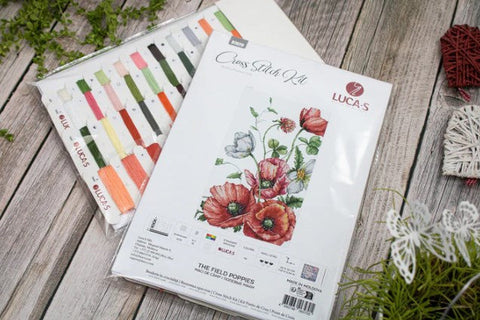 Luca-S Counted Cross Stitch Kit Red Poppy Field Embroidery 20x32cm