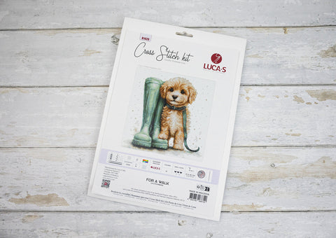 Luca-S For a Walk Counted Cross Stitch Kit 21x20cm Canvas Threads Needle Pattern