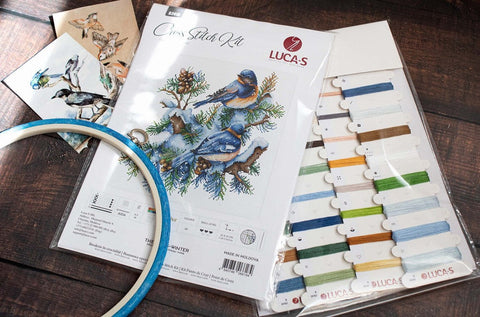 Luca-S Winter Birds Cross Stitch Kit 21x21cm Embroidery Set Gift Decor
