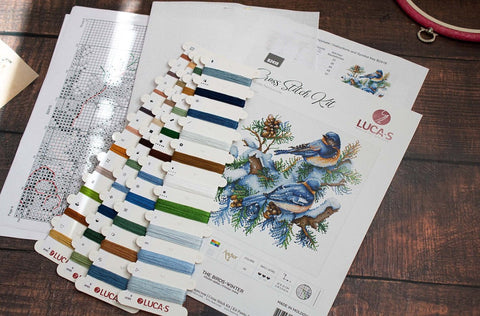 Luca-S Winter Birds Cross Stitch Kit 21x21cm Embroidery Set Gift Decor