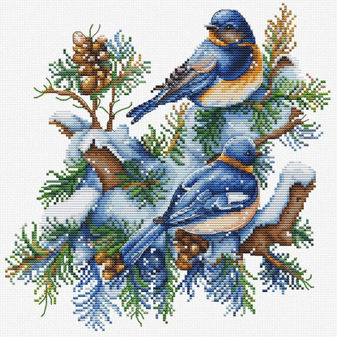 Luca-S Winter Birds Cross Stitch Kit 21x21cm Embroidery Set Gift Decor