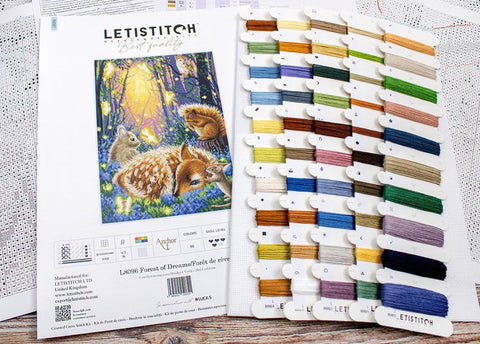 Forest of Dreams Cross Stitch Kit, LetiStitch, 21 x 30 cm, Zweigart Aida 16ct, 100% Anchor Cotton Thread