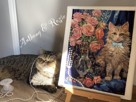 Rosie Cross Stitch Embroidery Kit, 22.5 × 30 cm Finished Size, Merejka, Aida Fabric, Cotton Threads, Printed Pattern