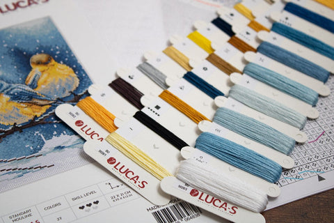 Luca-S Eastern Bluebirds Counted Cross Stitch Kit 22x21 cm, Fabric Threads Needle