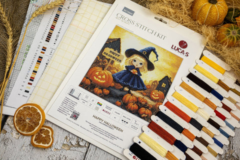 Luca-S Happy Halloween Cross Stitch Kit 22x22cm, Seasonal Home Decor Craft