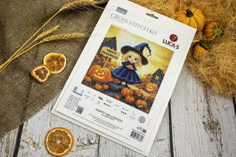 Luca-S Happy Halloween Cross Stitch Kit 22x22cm, Seasonal Home Decor Craft