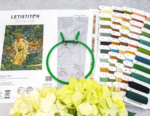 Cross Stitch Kit Nature and People Design, 23 x 29 cm | Letistitch Zweigart Aida 16 ct, 54-Color Cotton Thread