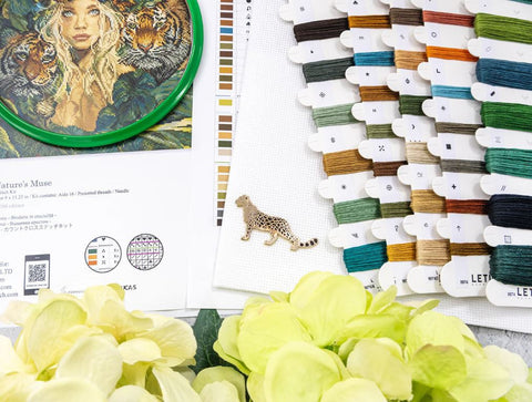 Cross Stitch Kit Nature and People Design, 23 x 29 cm | Letistitch Zweigart Aida 16 ct, 54-Color Cotton Thread