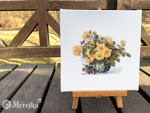 Counted Cross Stitch Kit with Roses and Berries, Merejka Floral Design for Framing and Home Decor, Advanced Project