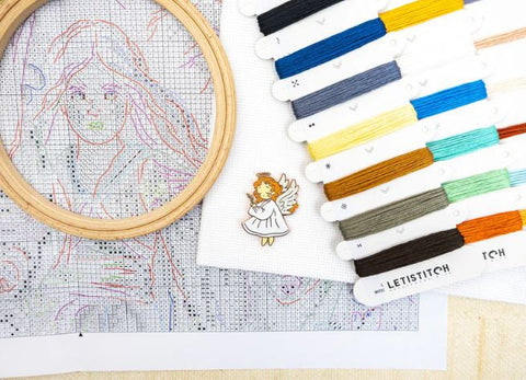 Cross Stitch Kit Magical Friendship, Letistitch 23x30 cm, Zweigart Aida 16 ct, 56-Color Cotton Threads, Nature and People Design