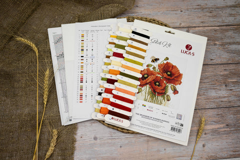 Luca-S Summer Poppies Counted Cross Stitch Kit 24.5x27cm, Fabric Floss Needle Chart