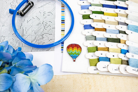 Cross Stitch Embroidery Kit Blue Harmony, 24×24 cm, Blue Tones, Canvas, Cotton Threads, Needle and Pattern by Letistitch