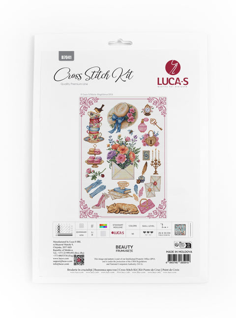 Luca-S Beauty Cross Stitch Kit 24x33cm, Aida Fabric, Threads, Needle & Chart