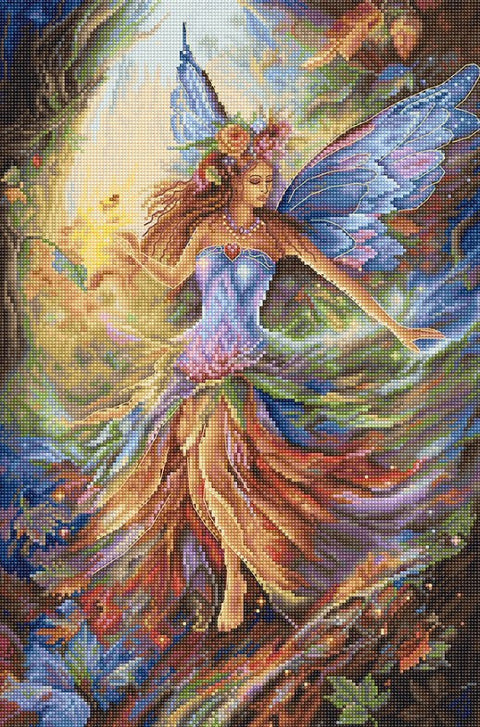 LetiStitch Faerie Cross Stitch Kit, 24 x 37 cm, Zweigart Aida 16ct, Anchor Cotton Threads, Luca-S Collaboration