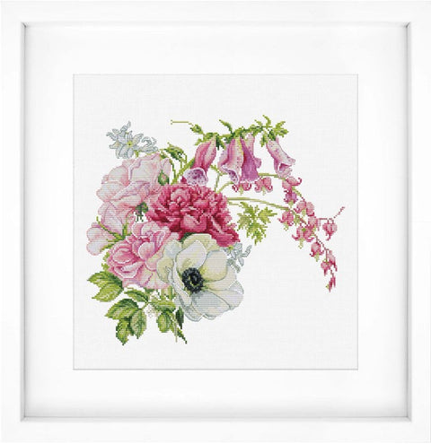 Luca-S Spring Bouquet Cross Stitch Kit 25x23cm Aida Fabric Threads Needle Pattern