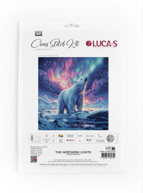 Luca-S Northern Lights Cross Stitch Kit 25x15cm with Threads Needle Chart