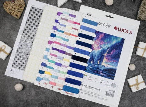 Luca-S Northern Lights Cross Stitch Kit 25x15cm with Threads Needle Chart