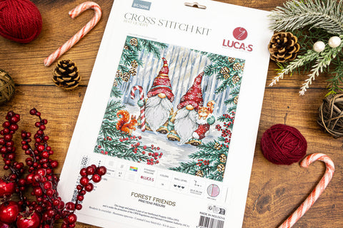 Luca-S Forest Friends Counted Cross Stitch Kit 25x25cm Aida 16 Zweigart 38 Colors