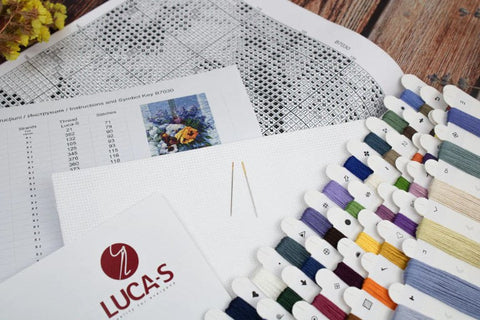 Luca-S Counted Cross Stitch Kit Pansy Bouquet Floral Design 25x36cm