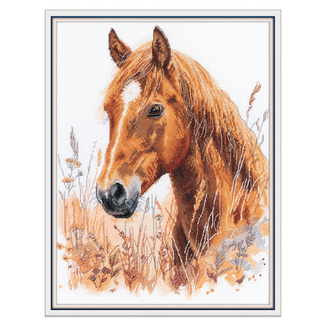 PANNA Steppe Grassland Cross Stitch Kit, 26.5 x 33 cm, Aida 16, Advanced Embroidery, 23 Colors, 18,268 Stitches