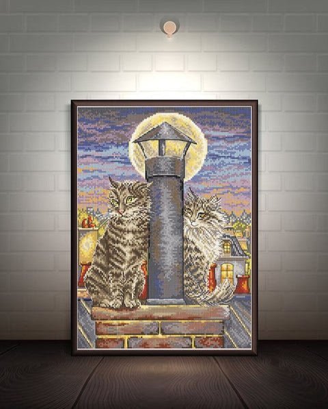 Romance Cross Stitch Embroidery Kit, LetiStitch, 26x18cm, Zweigart Aida 16ct, Anchor Cotton Threads, Intermediate Pattern