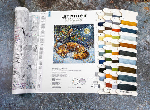 Cross Stitch Kit Frosted Dreams Winter Design, Aida Fabric, Cotton Threads, 26 x 26 cm, Letistitch, Beginner Friendly