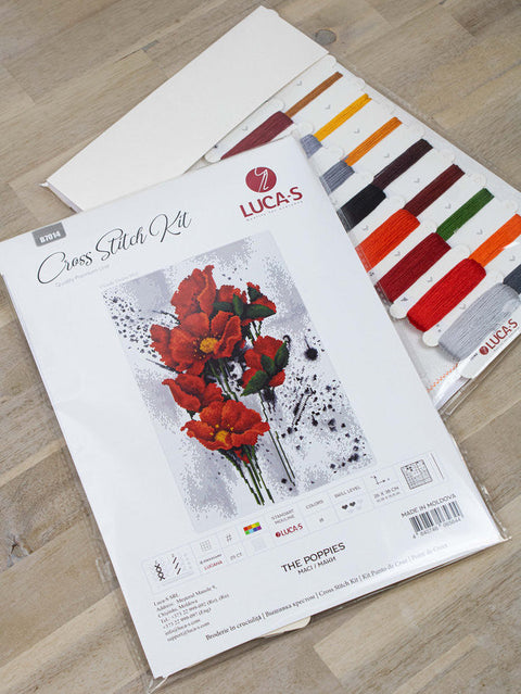 Luca-S Poppies Counted Cross Stitch Kit Aida Cloth Threads Needle Chart