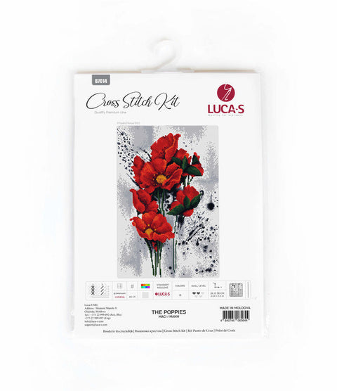 Luca-S Poppies Counted Cross Stitch Kit Aida Cloth Threads Needle Chart