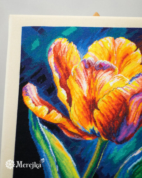 Floral Spring Cross Stitch Kit – Spring Awakening, Merejka, Zweigart Aida 16, DMC 33 Colors, 27x27 cm, Digital Pattern