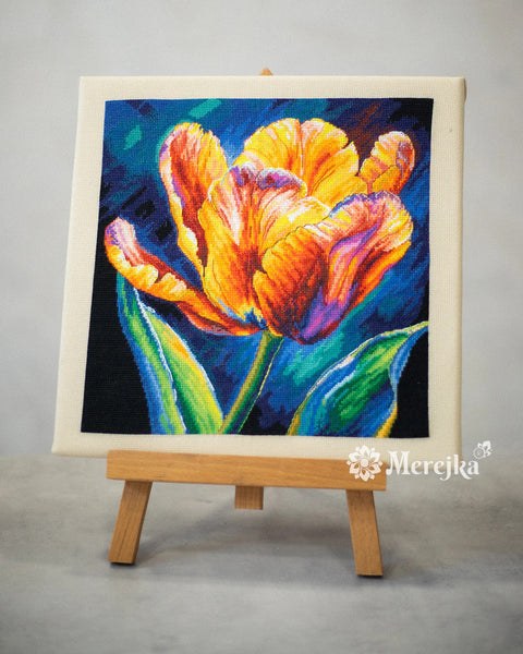 Floral Spring Cross Stitch Kit – Spring Awakening, Merejka, Zweigart Aida 16, DMC 33 Colors, 27x27 cm, Digital Pattern