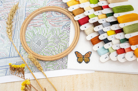 Cross Stitch Kit Autumn Farm Design, 27×35 cm, Letistitch, Cotton Threads, Embroidery Canvas, Earthy Tones